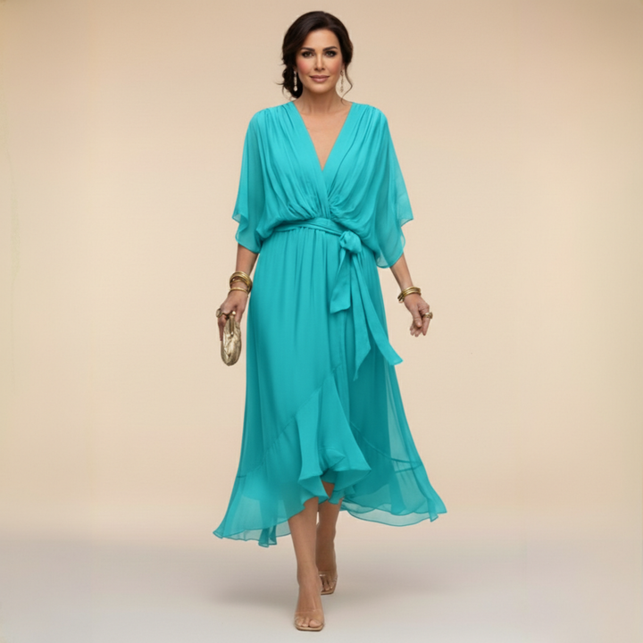 Monica | Elegant chiffon V-neck dress