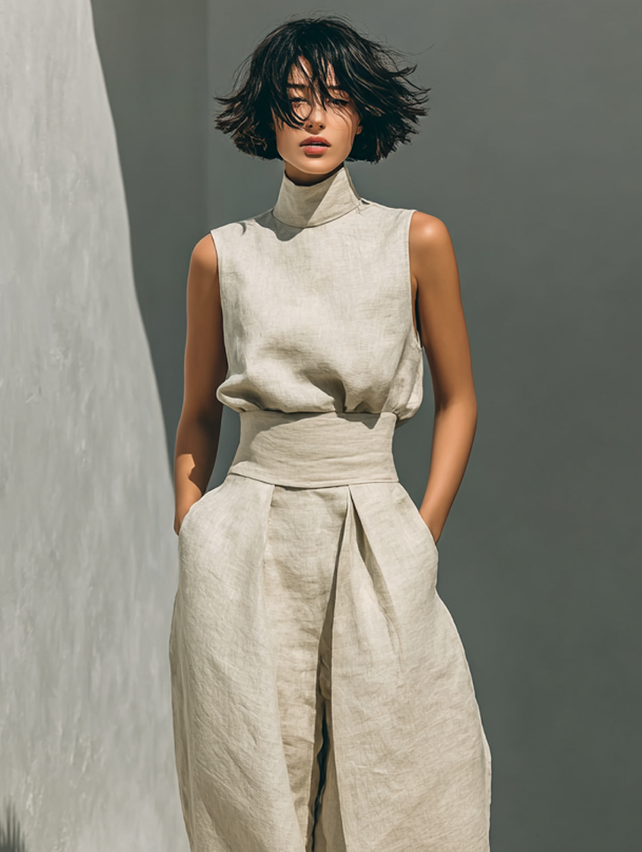 Maria | Top and baggy cotton trousers