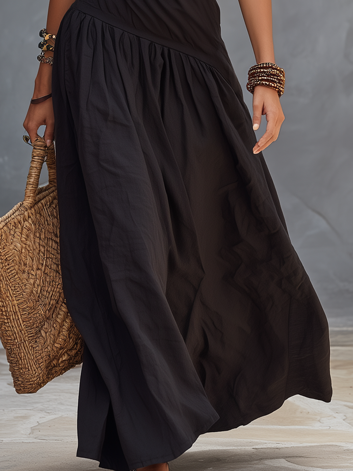 Salomé - Black One-Shoulder Maxi Dress