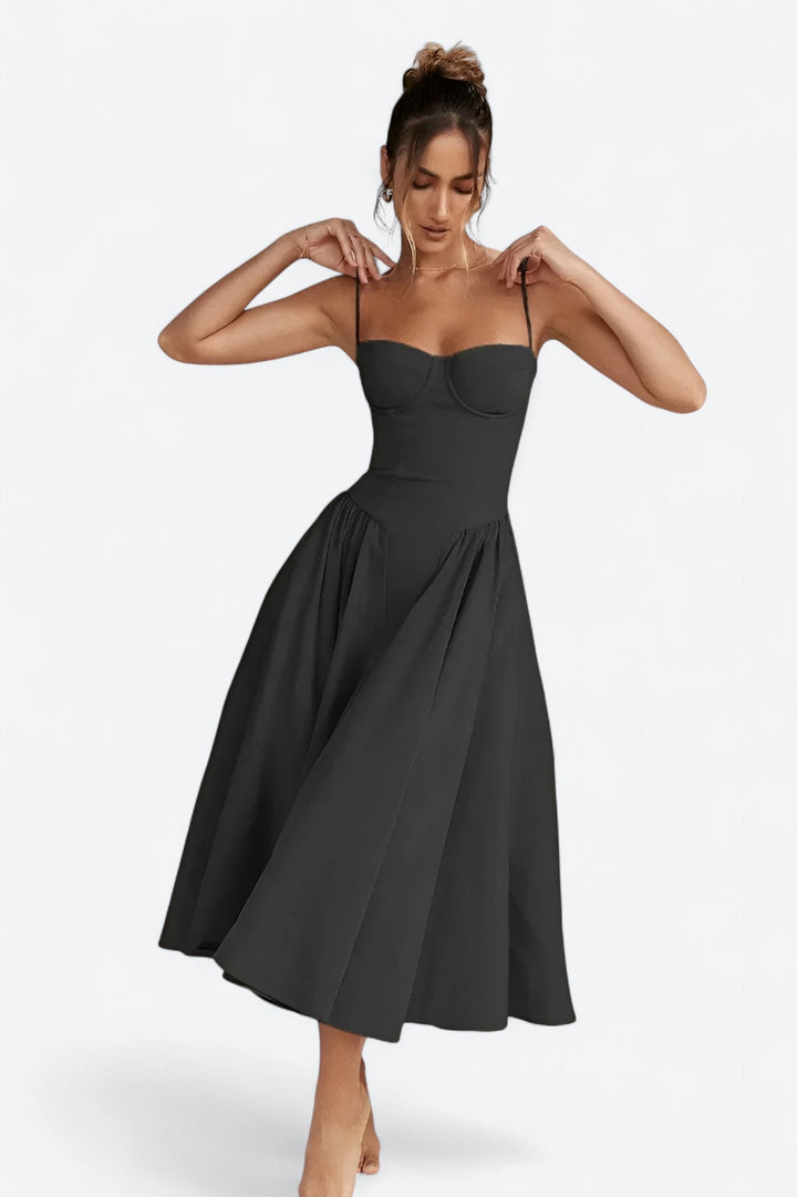 Sigrid | Vestido camiseiro, sem mangas, comprimento midi