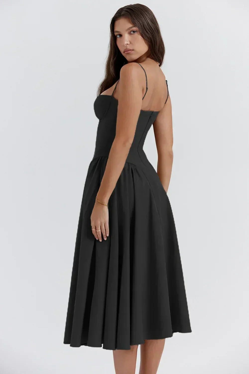 Sigrid | Vestido camiseiro, sem mangas, comprimento midi