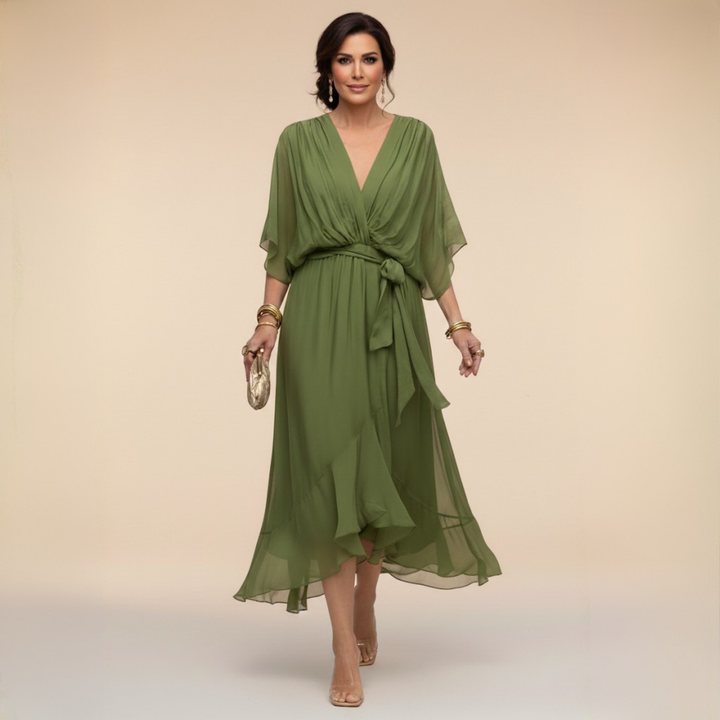 Monica | Elegant chiffon V-neck dress