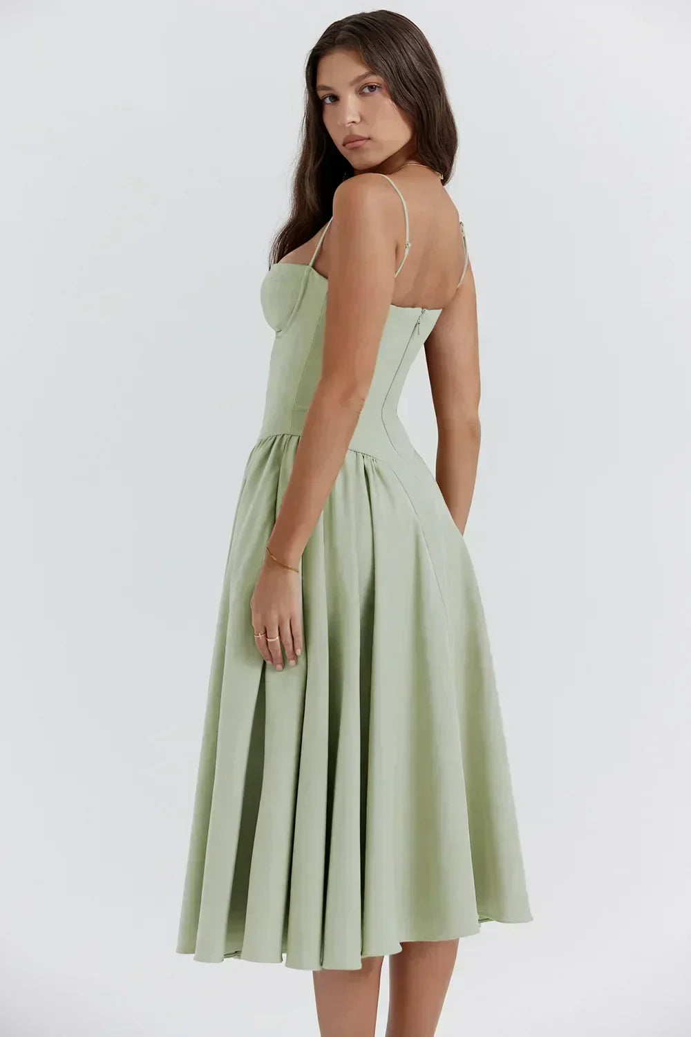 Sigrid | Vestido camiseiro, sem mangas, comprimento midi
