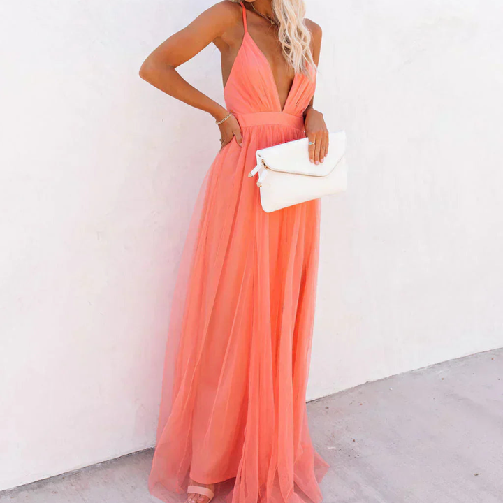 MARTA | Coral maxi dress