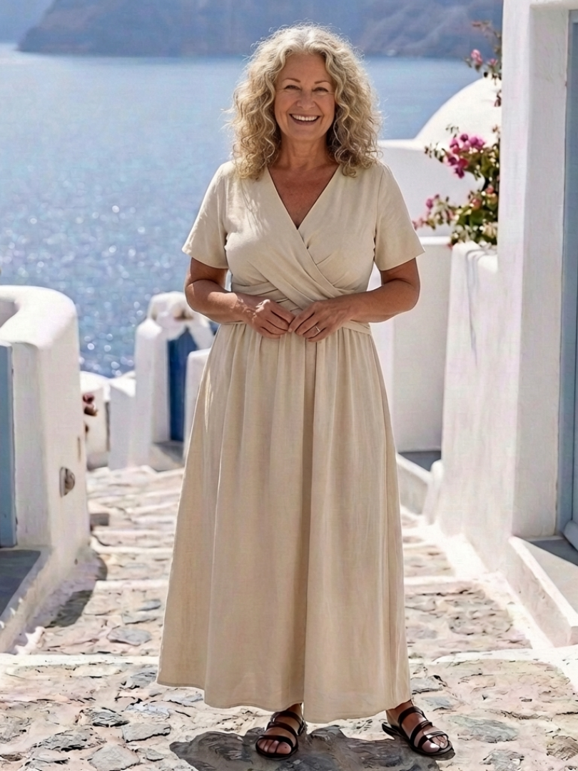 Amber | Wrap midi dress with short sleeves