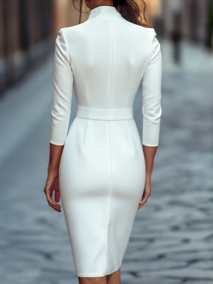 Teresa - Vestido preto com cintura marcada