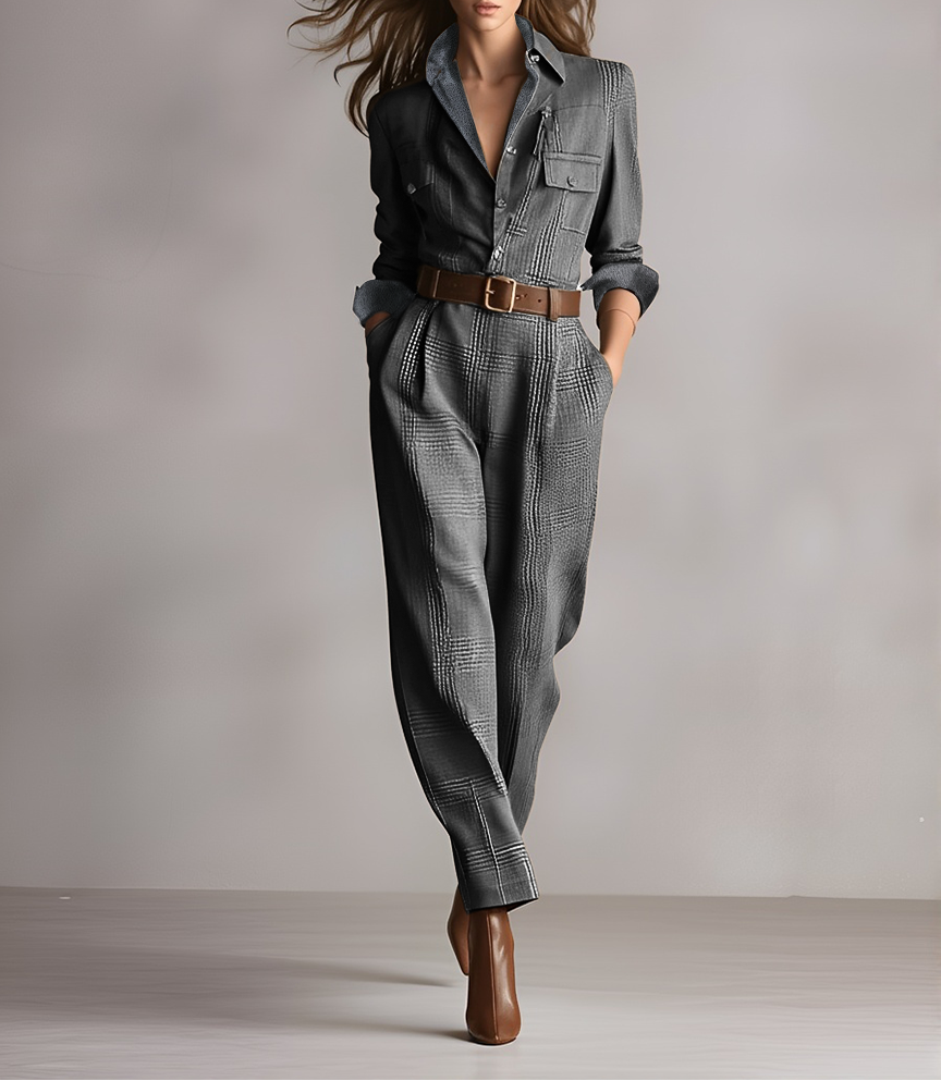 Claris | Vestido maxi xadrez com detalhes