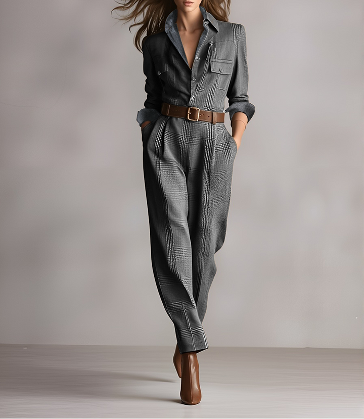 Claris | Vestido maxi xadrez com detalhes