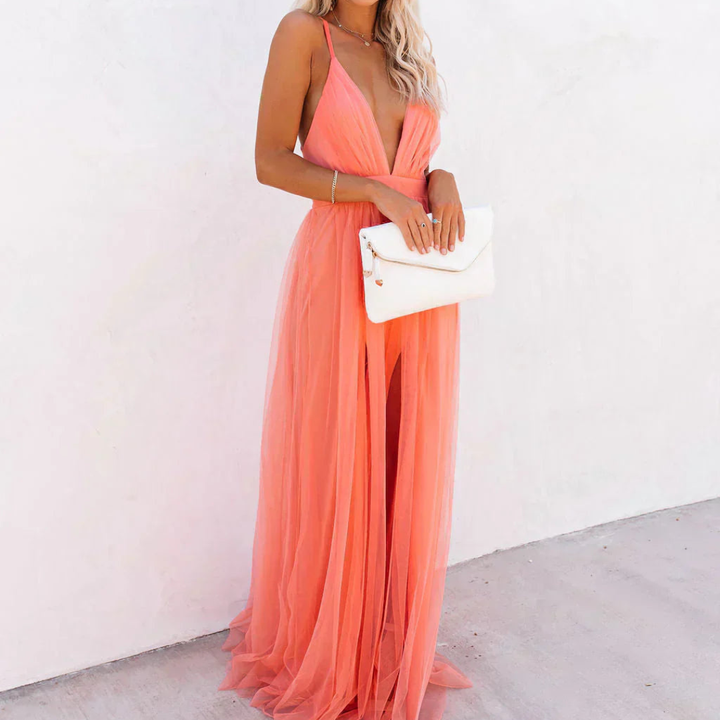 MARTA | Coral maxi dress