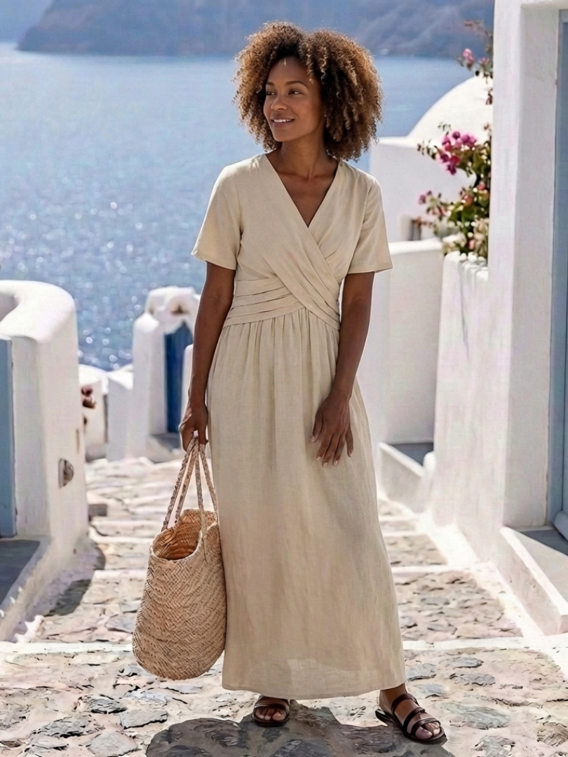 Amber | Wrap midi dress with short sleeves
