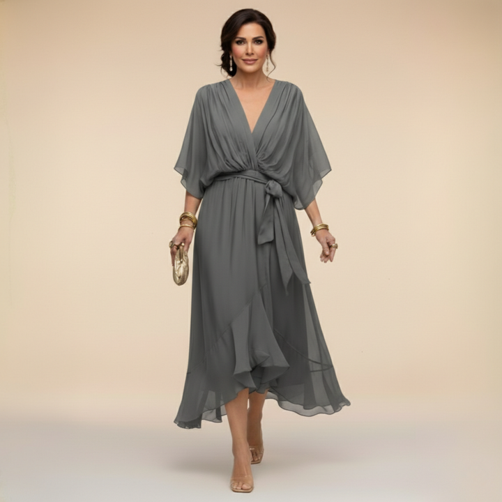 Monica | Elegant chiffon V-neck dress