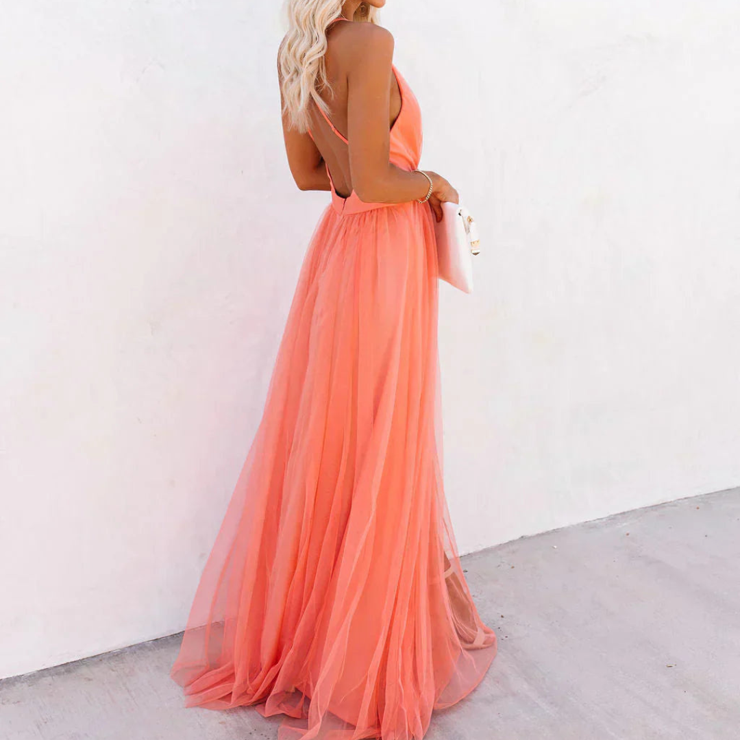 MARTA | Coral-coloured maxi dress