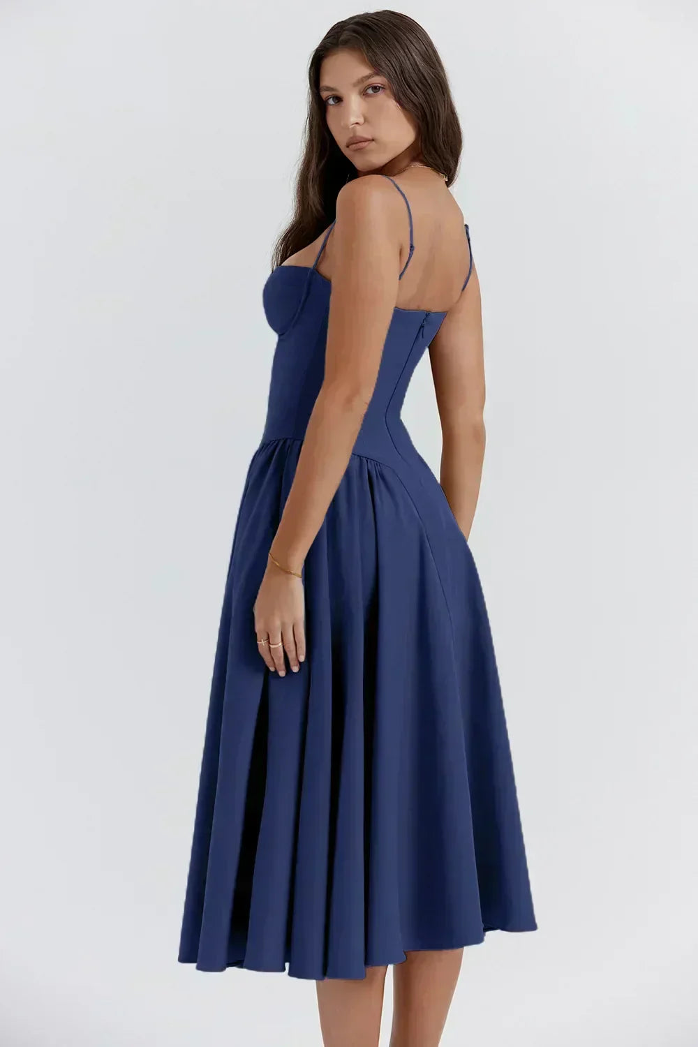 Sigrid | Vestido camiseiro, sem mangas, comprimento midi