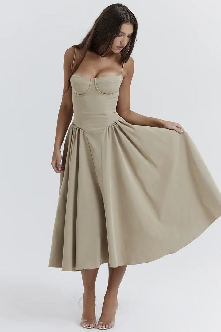 Sigrid | Vestido camiseiro, sem mangas, comprimento midi