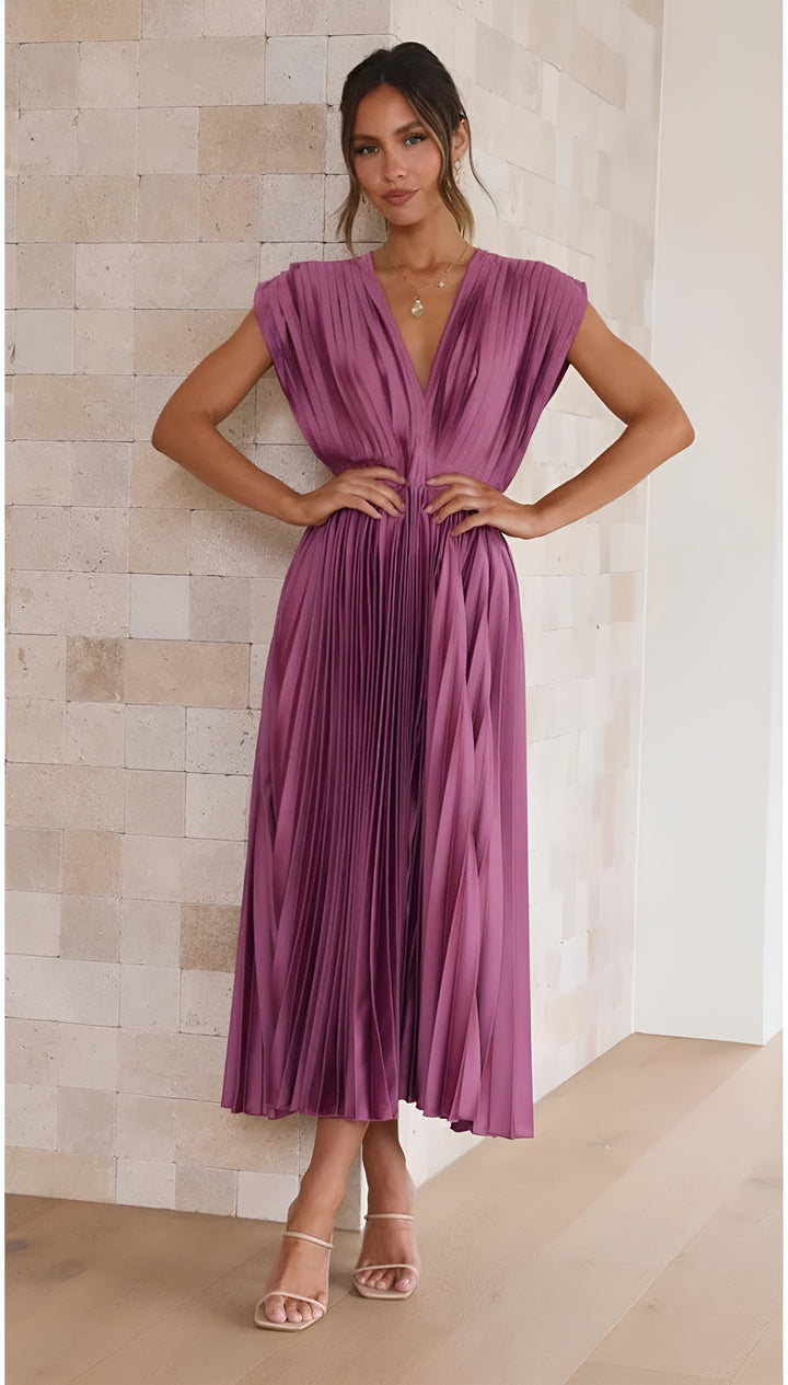 Selina | Pleated Sleeveless Dress with Zip Detail