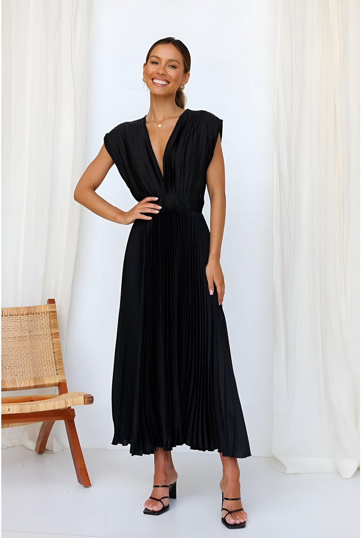 Selina | Pleated Sleeveless Dress with Zip Detail