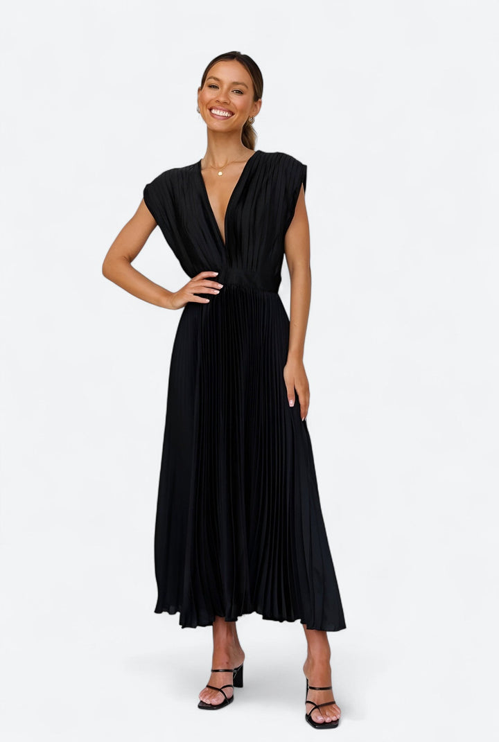 Selina | Pleated Sleeveless Dress with Zip Detail