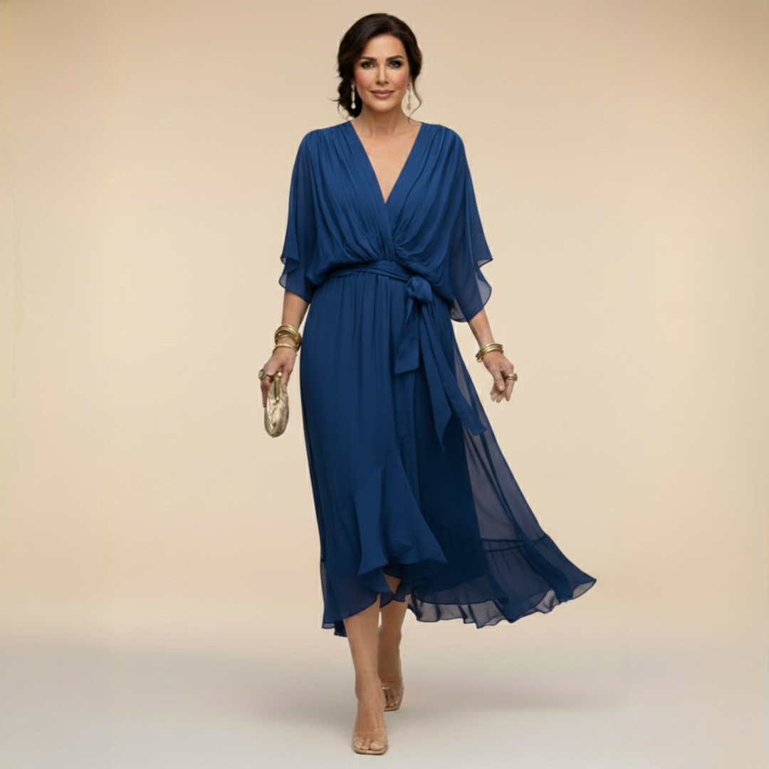 Monica | Elegant chiffon V-neck dress