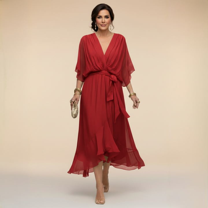 Monica | Elegant chiffon V-neck dress