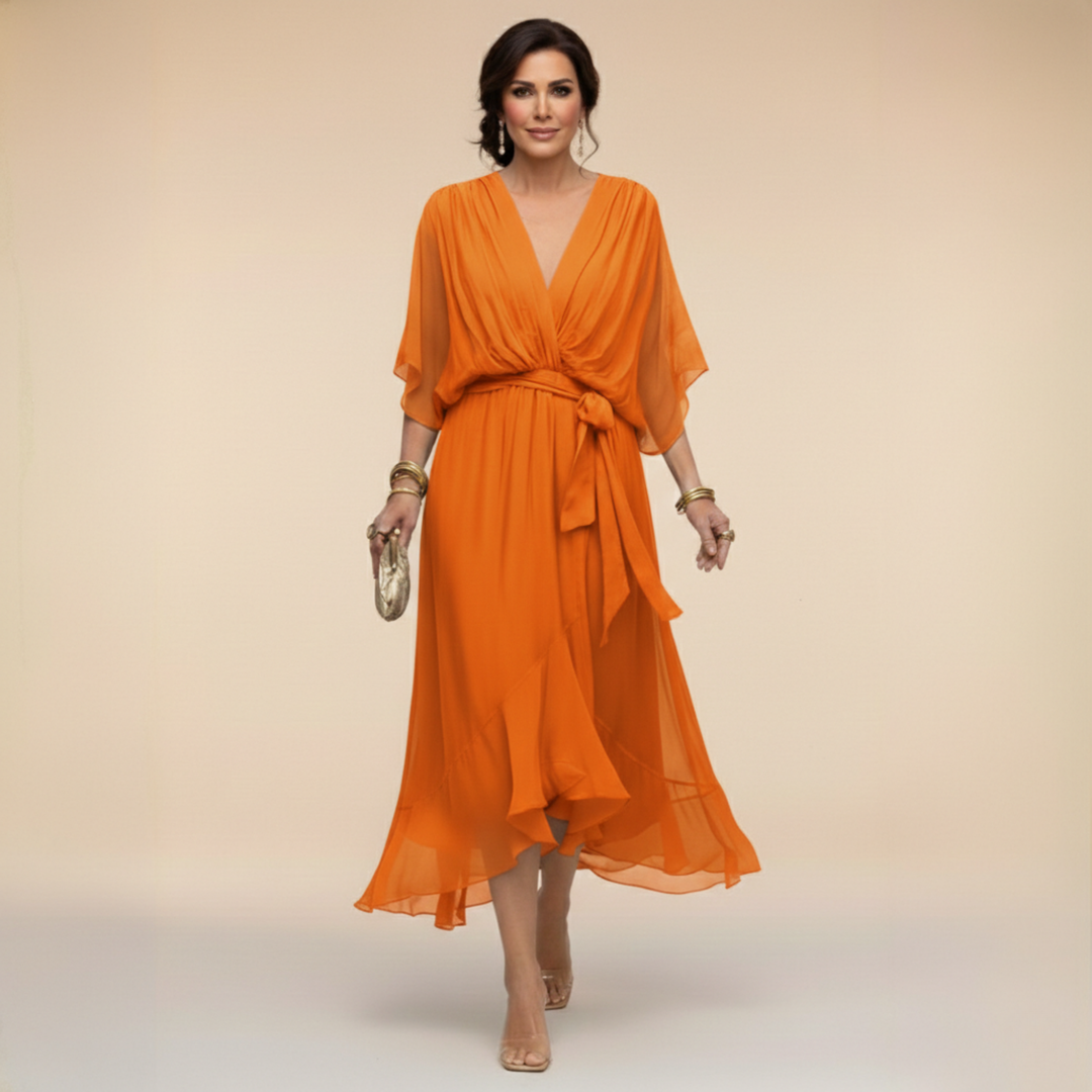 Monica | Elegant chiffon V-neck dress
