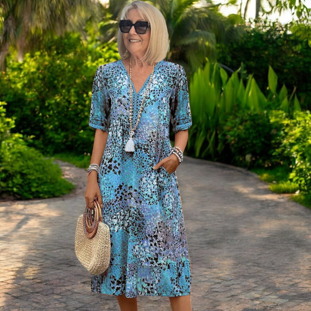 Íris | Vestido fluido e leve com efeito favorável