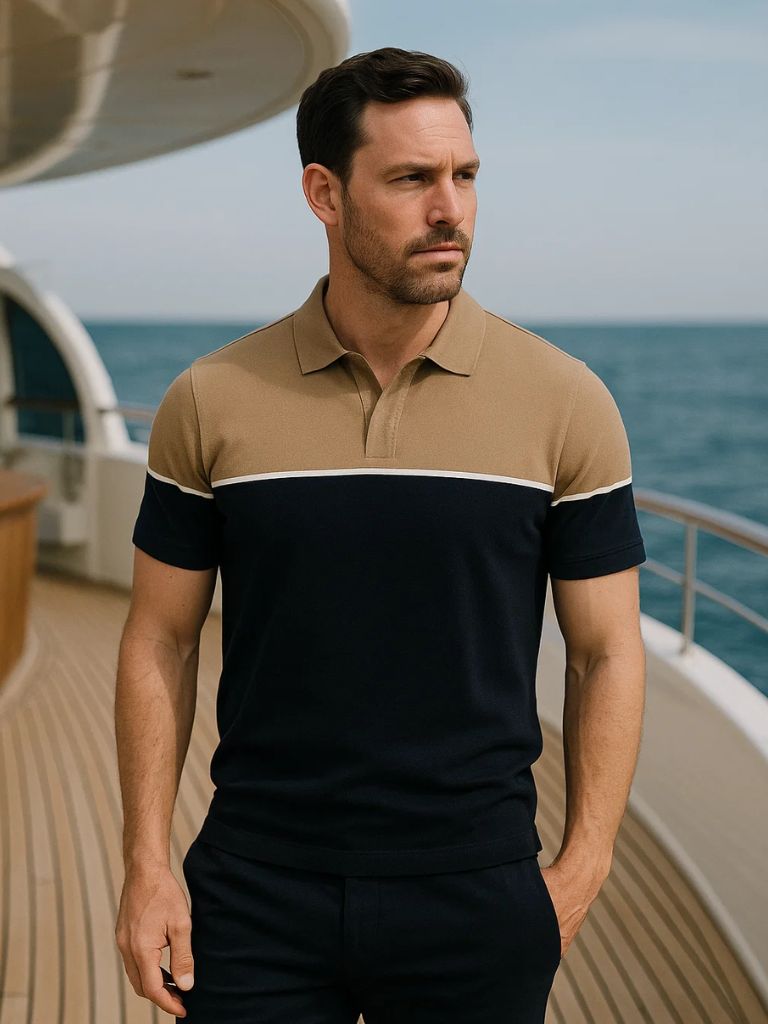 Casper™ | Polo de Veludo Castanho-claro