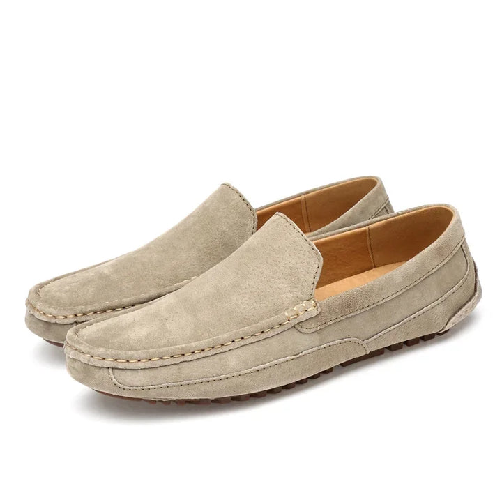 Mocassins de luxo premium em camurça