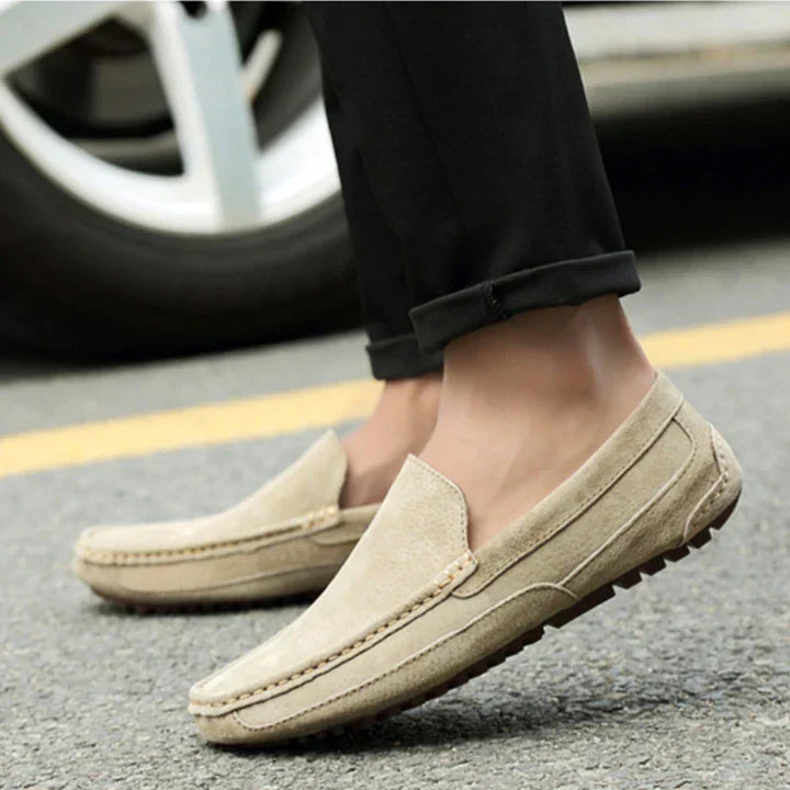 Mocassins de luxo premium em camurça