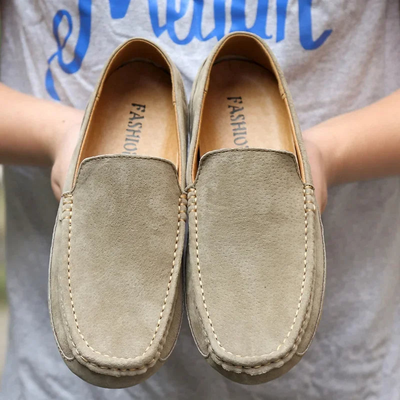 Mocassins de luxo premium em camurça