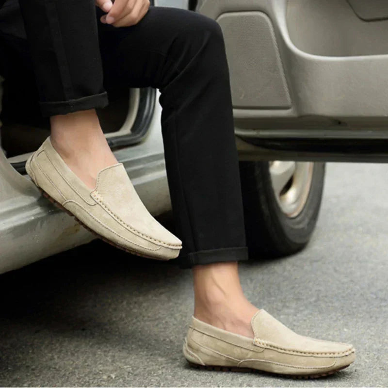 Mocassins de luxo premium em camurça