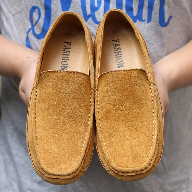 Mocassins de luxo premium em camurça