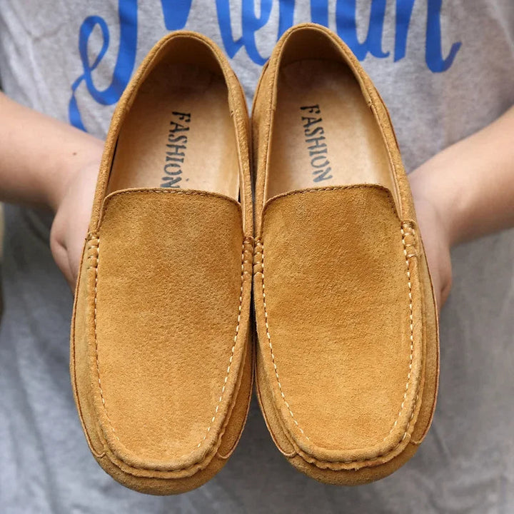 Mocassins de luxo premium em camurça