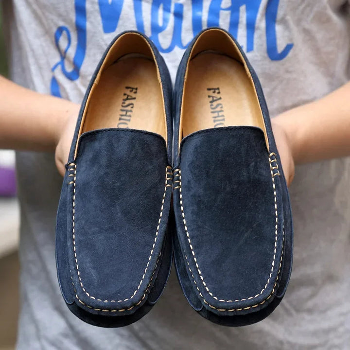 Mocassins de luxo premium em camurça