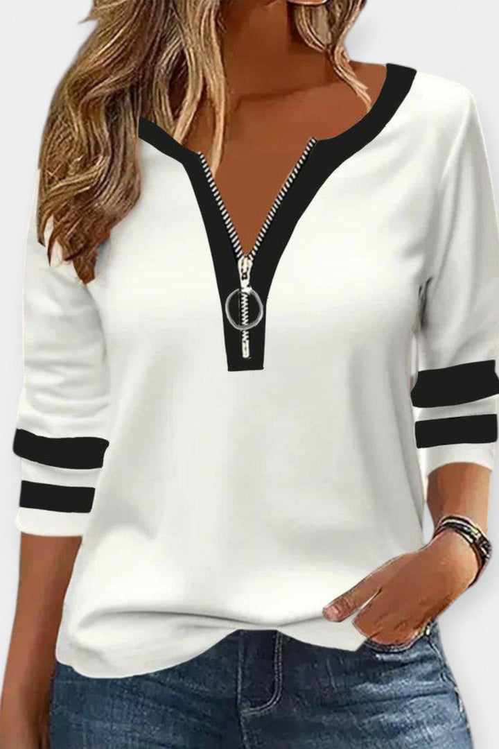 Ida | Long-sleeved blouse with zipper
