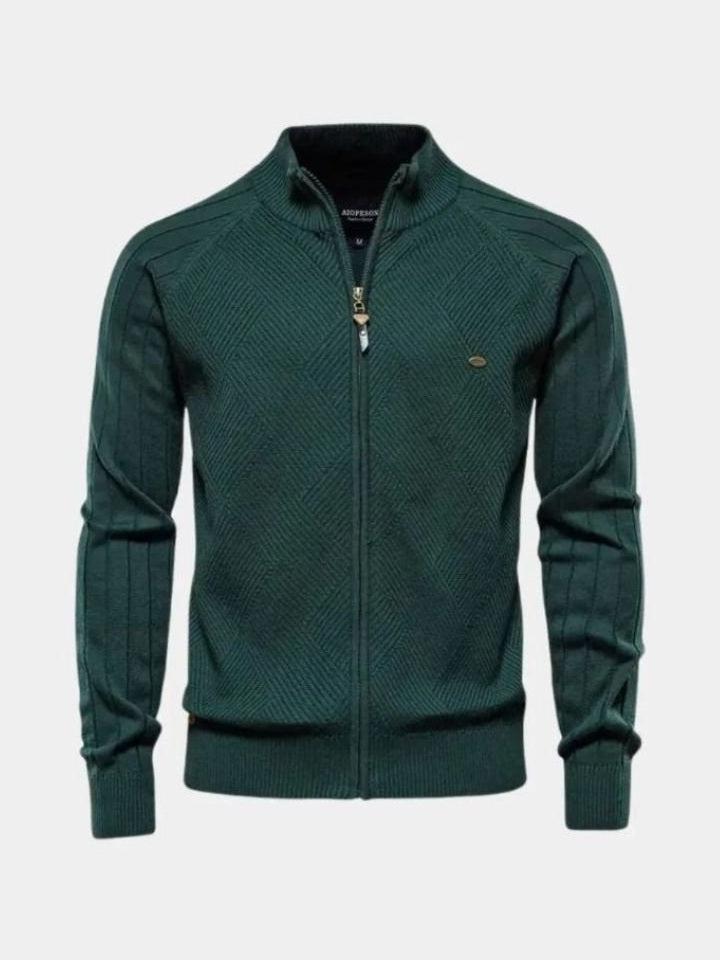 Jacquard™ | Cardigã de malha com fecho