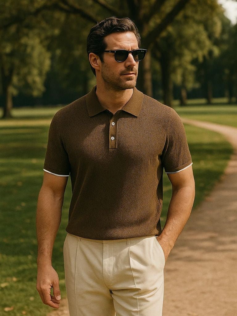 Keld™ | Polo de Malha Castanho Avermelhado