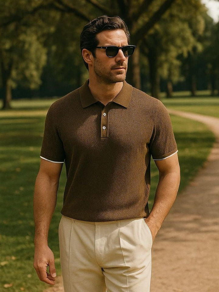 Keld™ | Polo de Malha Castanho Avermelhado