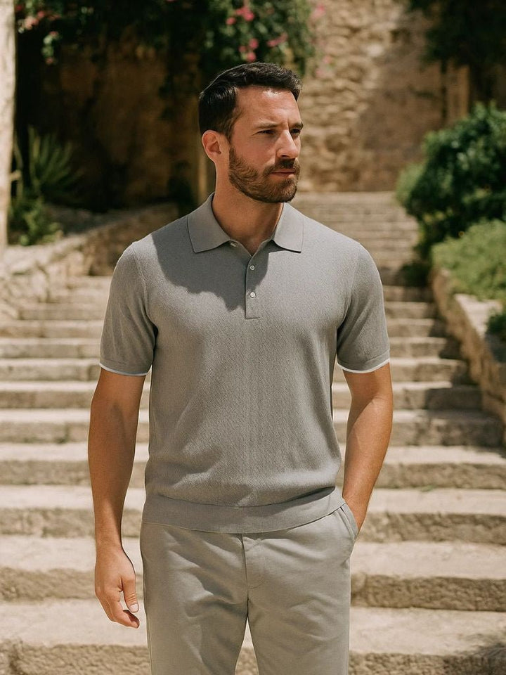 Keld™ | Polo de Malha Castanho Avermelhado