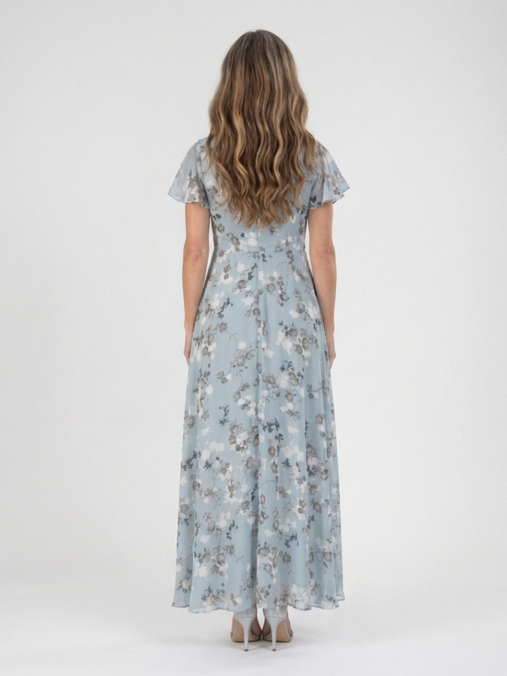 Noemi | Vestido maxi de chiffon com estampado floral