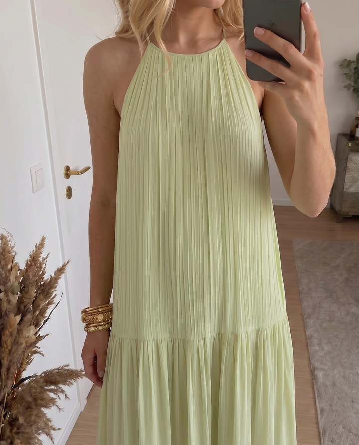 Lívia - Vestido Maxi Boho Verde Pistácio