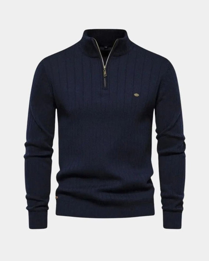 Mikkel™ | Sweatshirt de algodão com meio fecho-éclair
