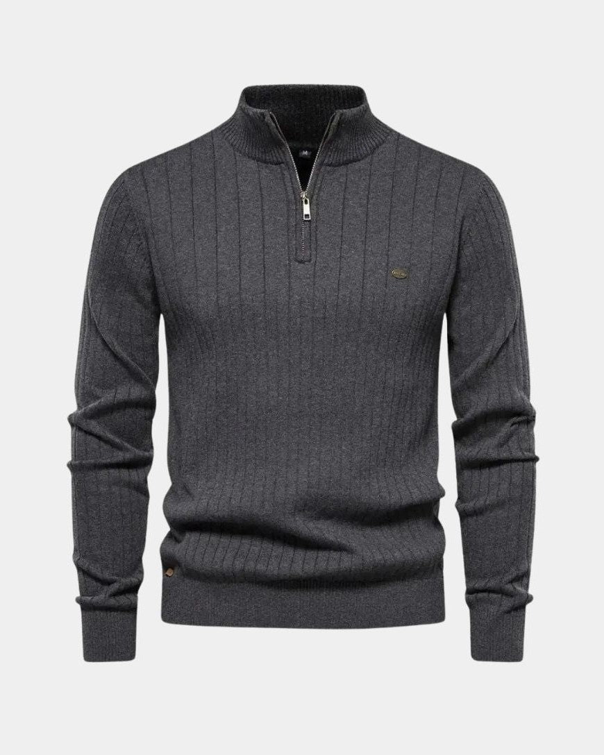 Mikkel™ | Sweatshirt de algodão com meio fecho-éclair