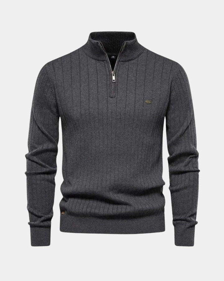 Mikkel™ | Sweatshirt de algodão com meio fecho-éclair