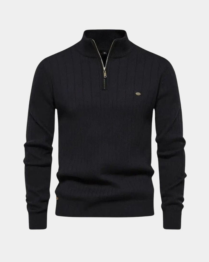 Mikkel™ | Sweatshirt de algodão com meio fecho-éclair