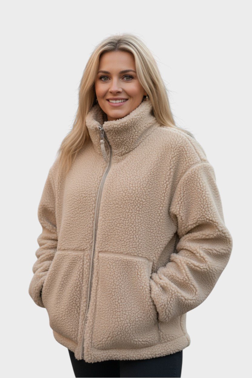 Mille™ | Casaco elegante tipo urso de peluche com design nórdico