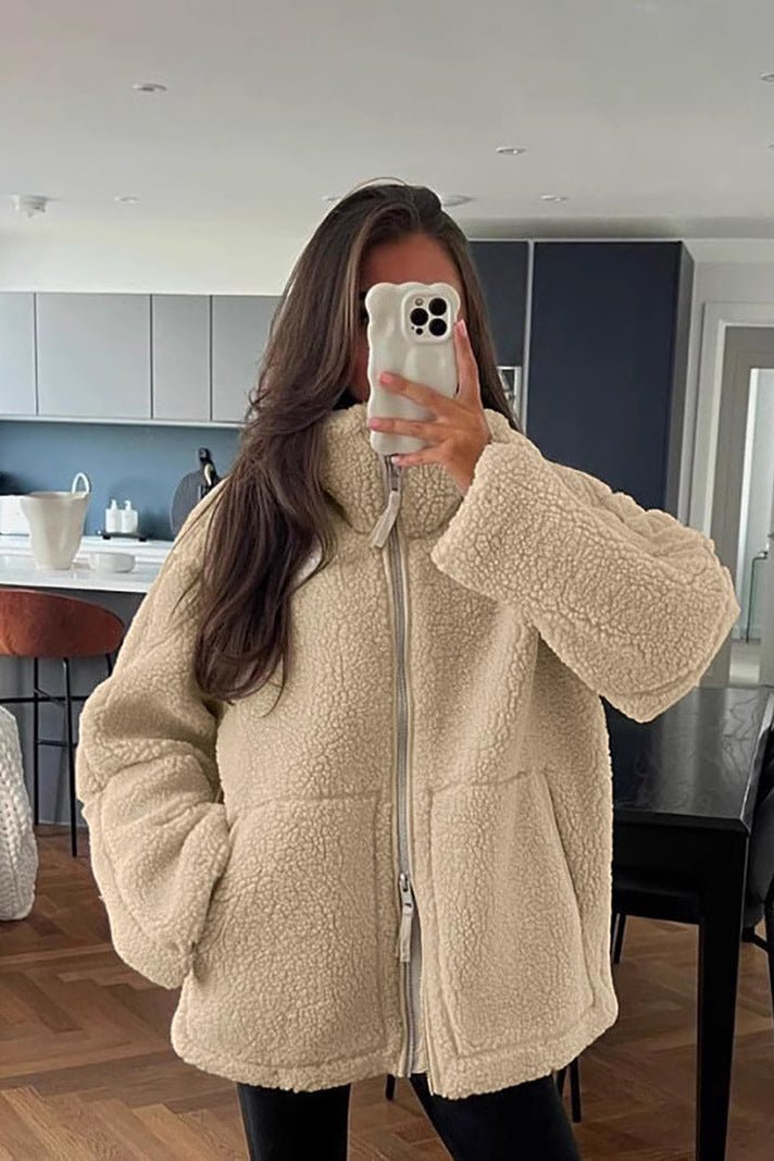 Mille™ | Casaco elegante tipo urso de peluche com design nórdico