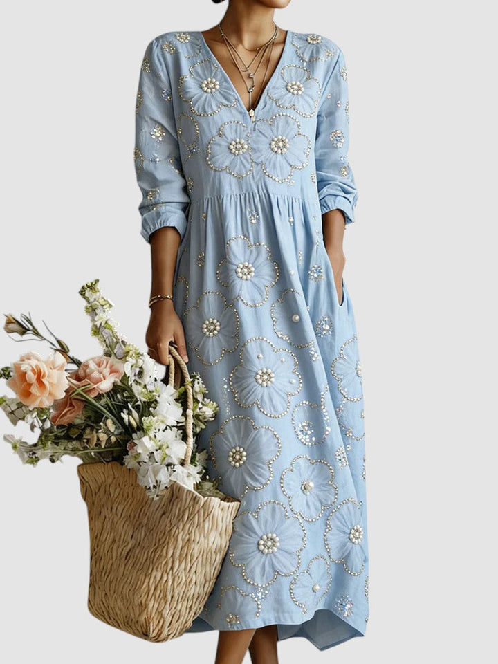 LENA | VESTIDO MIDI COM FLORES
