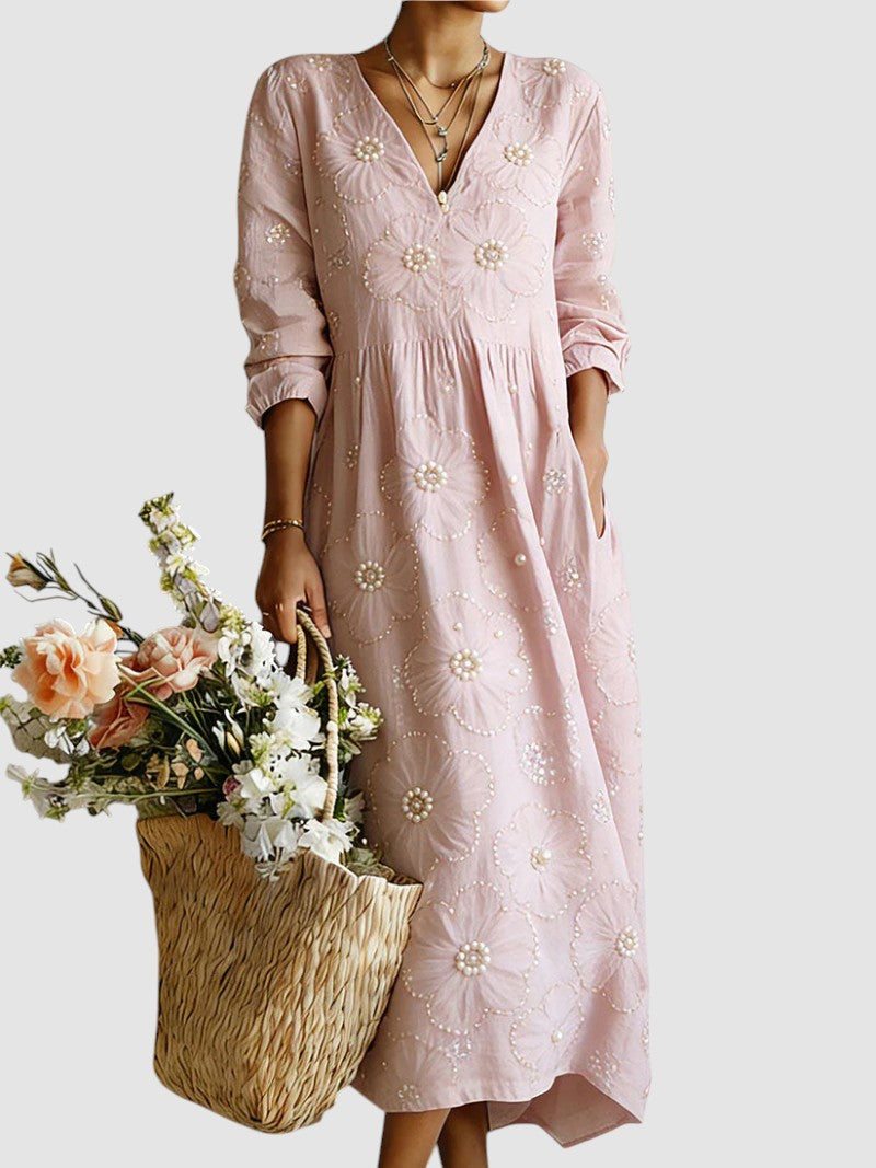 LENA | VESTIDO MIDI COM FLORES