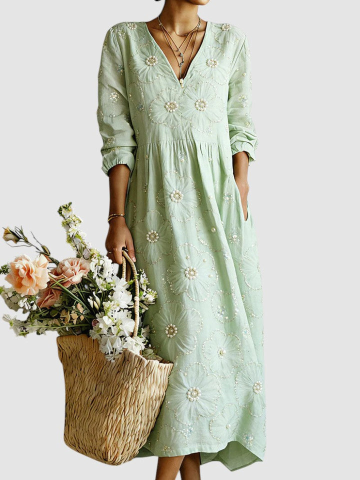 LENA | VESTIDO MIDI COM FLORES
