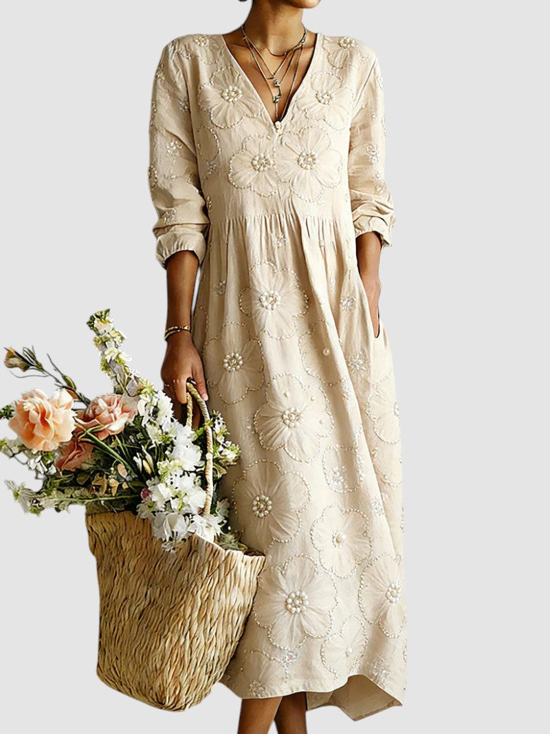 LENA | VESTIDO MIDI COM FLORES